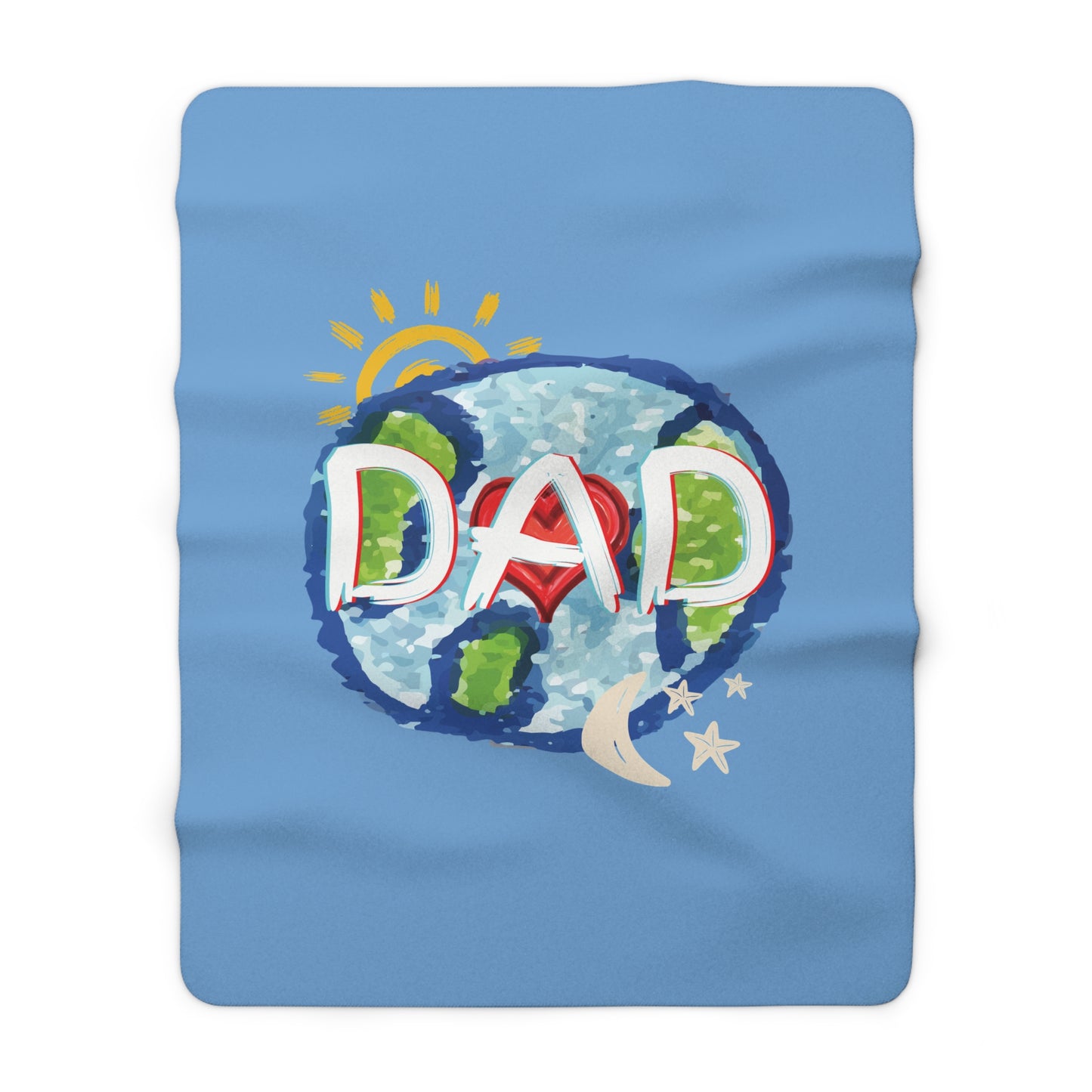 DAD Sherpa Fleece Blanket, Whole World, Sun, Moon & Stars, Heart, Love, Fathers Day, Gifts for Men, Comfy, Soft, Home, Throw, 50x60 60x80