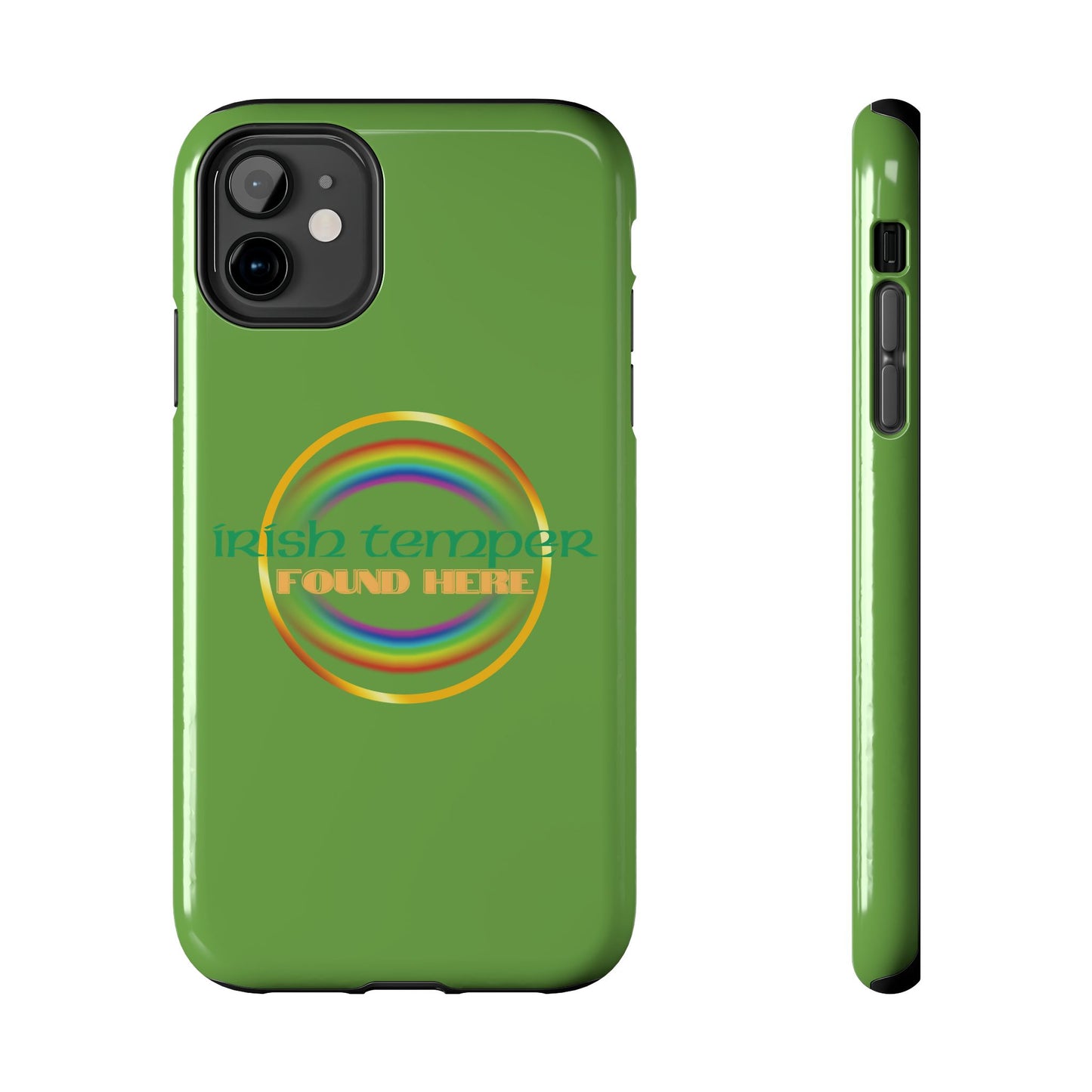 Green Irish Temper Found Here Tough Phone Cases, iPhone & Samsung cases, wireless charging, gifts, St Patricks Day, Birthday, Christmas