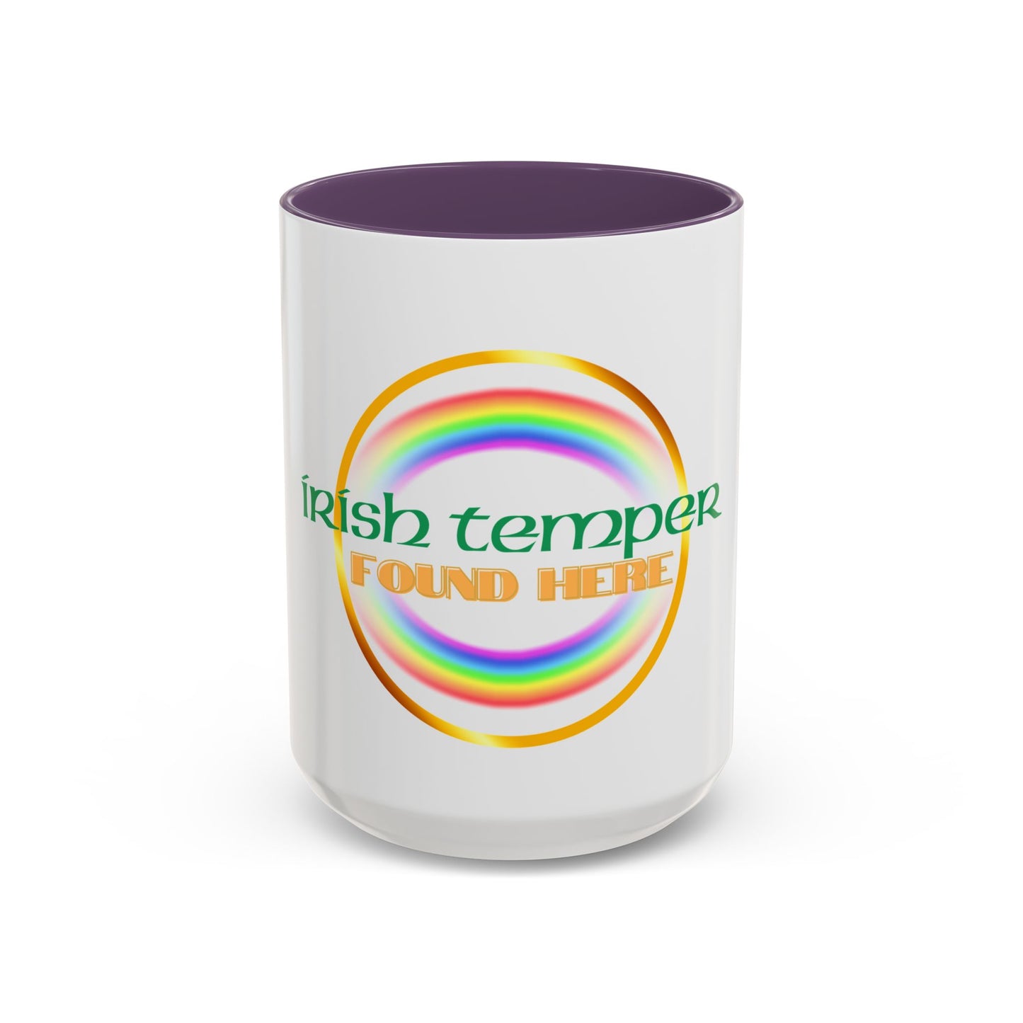 Coffee Mug - Irish Temper Found Here, Rainbow Design, BPA-Free Ceramic, St Patricks Gift