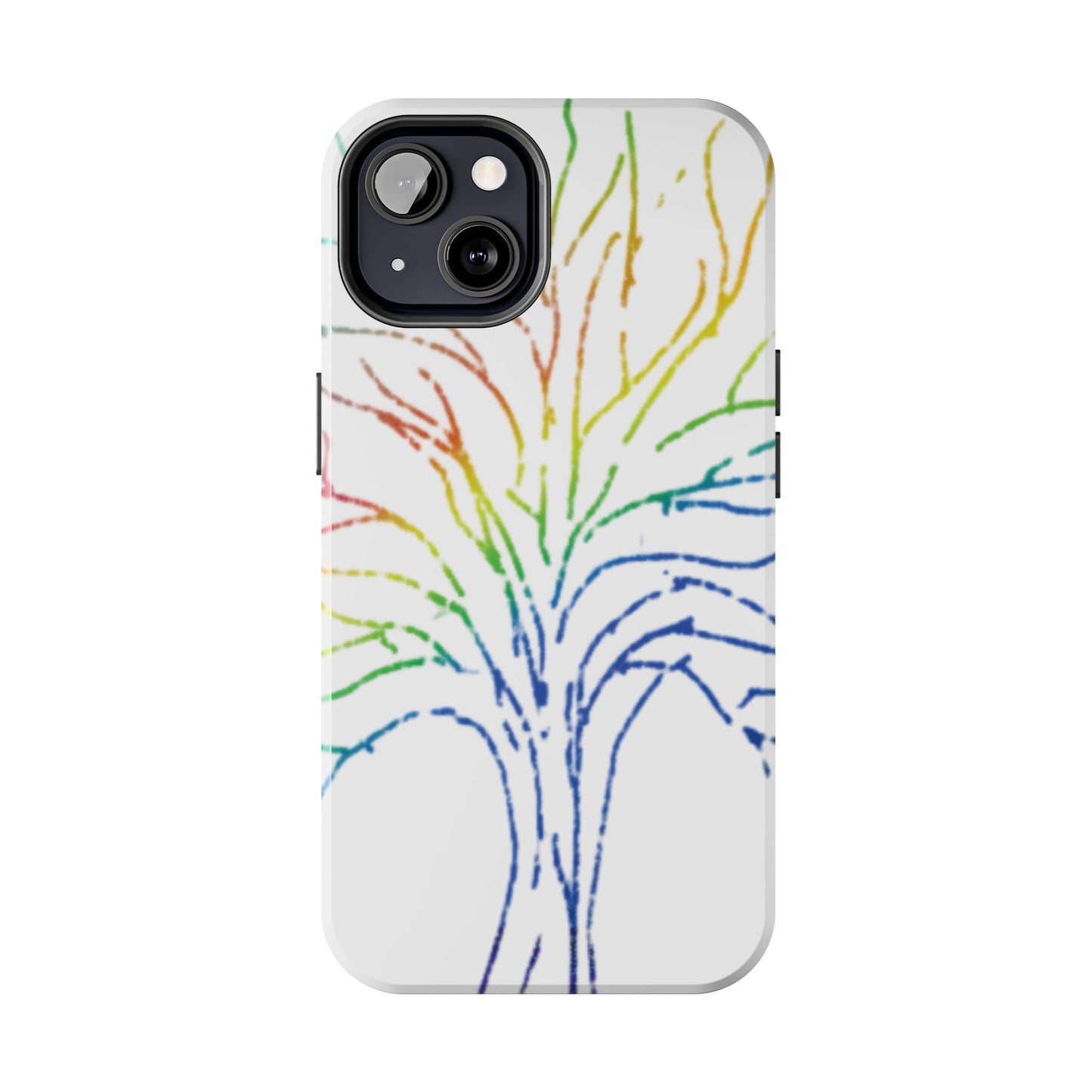 Rainbow Tree Tough Phone Cases - Colorful Nature Love Pride Gender Neutral Gifts for Friends, iPhone Samsung Wireless Charging Cover, LGBTQ+
