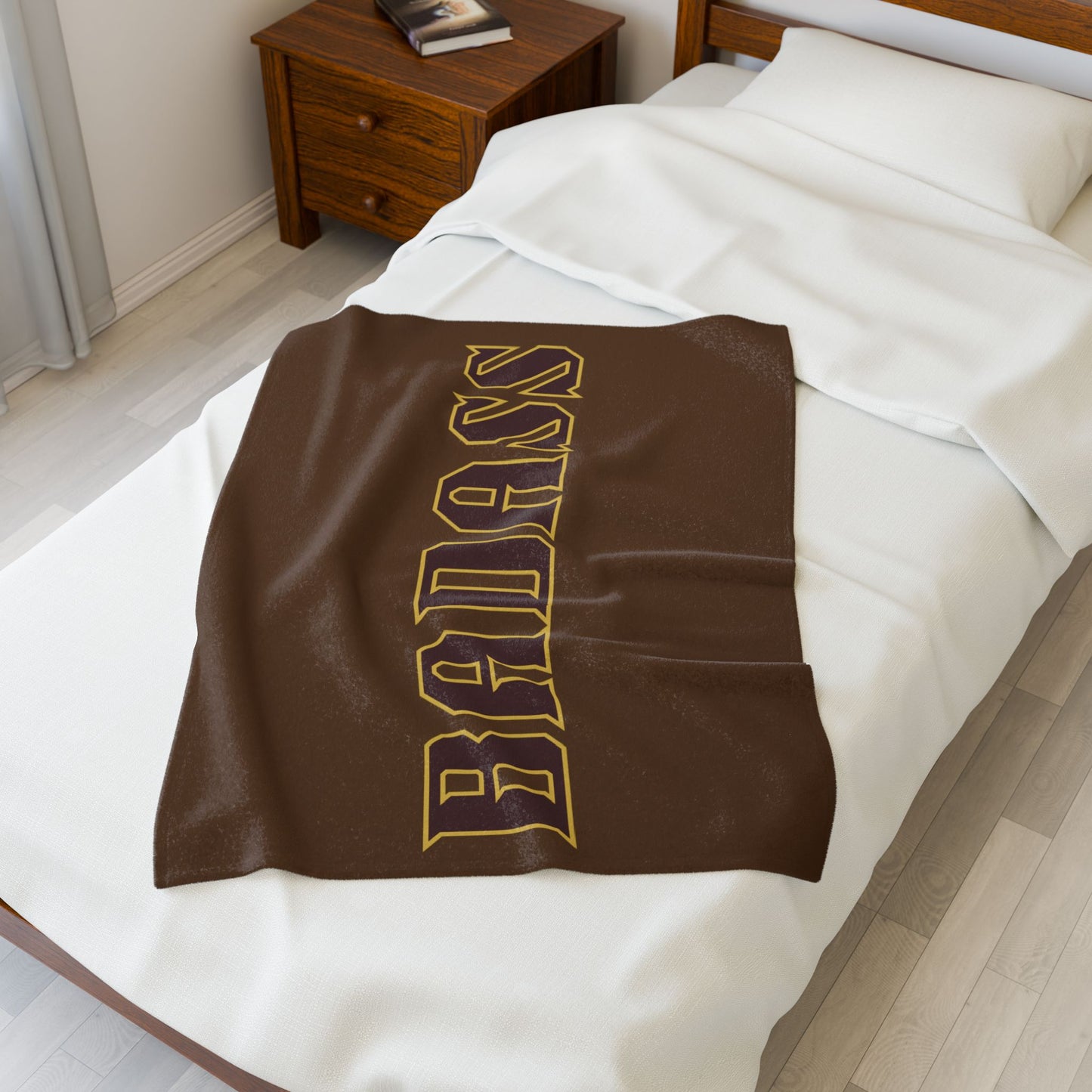 Dark Brown Badass Velveteen Blanket, Cozy Throw, Home Decor, Gift, Bed Cover, Dorm, Couch Blanket, Birthday Wedding Anniversary Christmas