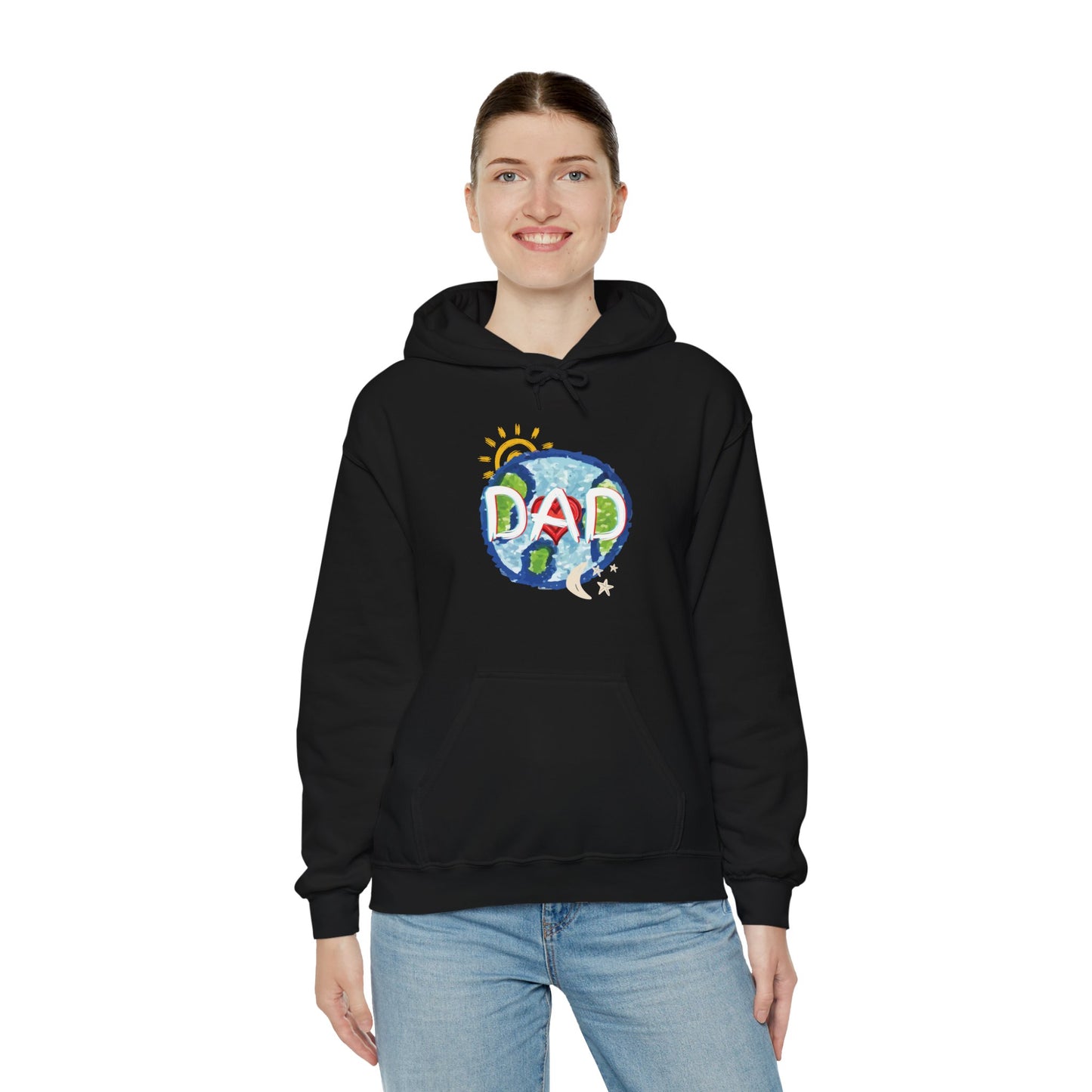 DAD Hooded Sweatshirt - Whole World Sun Moon & Stars Heart Love Fathers Day Gift for Men