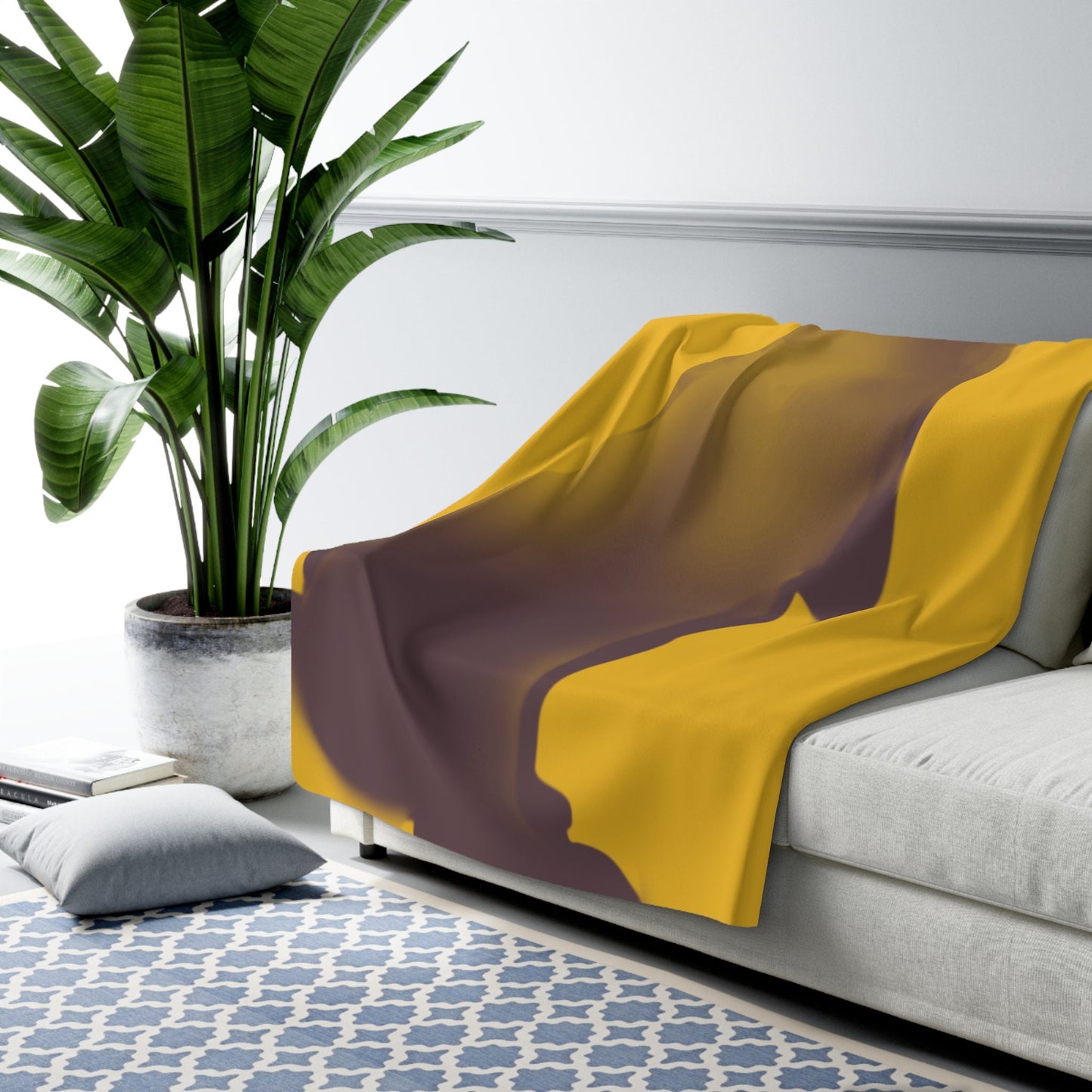 Rabbit Moon Yellow Sherpa Fleece Blanket, Bunny, Sleep, Calm, Home Decor, Warm, Soft, Cozy, Gender Neutral, Gift, Throw, 50x60 60x80