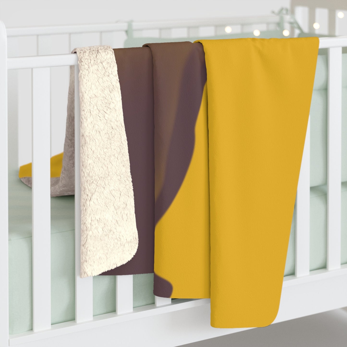 Rabbit Moon Yellow Sherpa Fleece Blanket, Bunny, Sleep, Calm, Home Decor, Warm, Soft, Cozy, Gender Neutral, Gift, Throw, 50x60 60x80