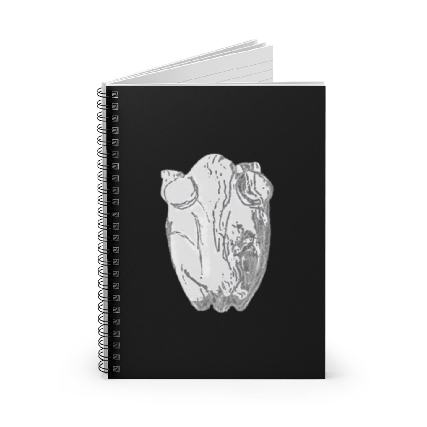 White Frog Black Spiral Notebook, Ruled Line, animals, amphibians, nature, gender neutral, journal, gift, teens, adults, kids, friends