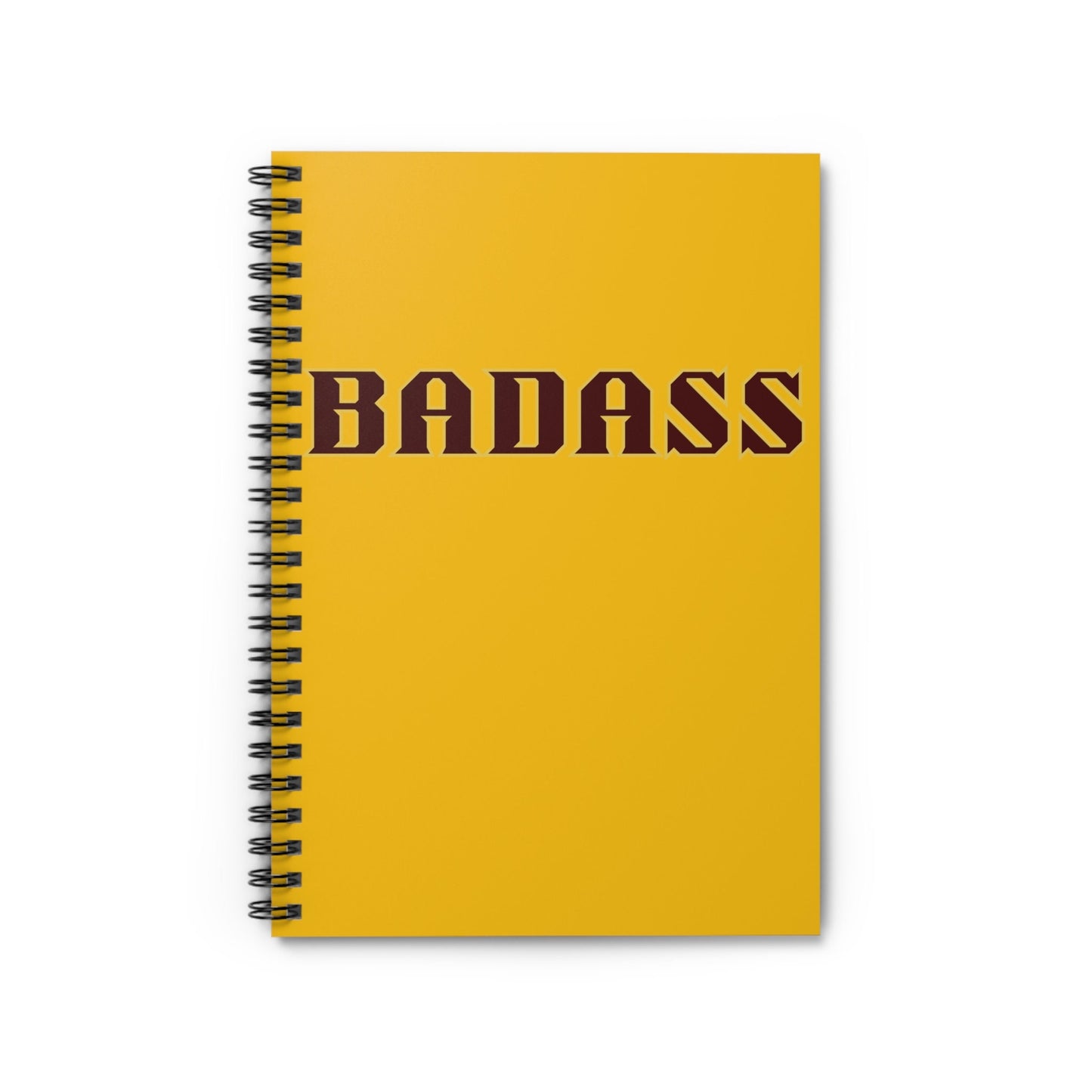 Badass Yellow Spiral Notebook, Ruled Line, strong, confident, bold, empowered, gender neutral, journal, lists, gift, teens, adults, friends