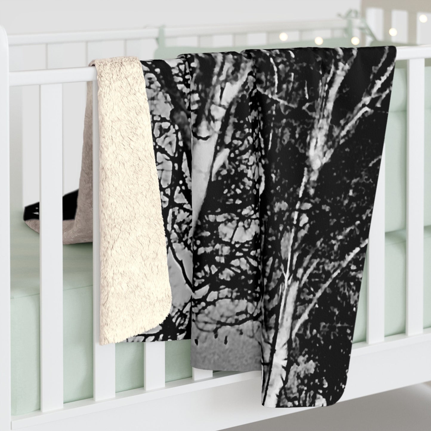 Worm Moon Tree Sherpa Fleece Blanket, Custom Artwork, Home Decor, Seasonal Decor, Cozy, Halloween, Holidays, Gift, Nature, Throw 50x60 60x80