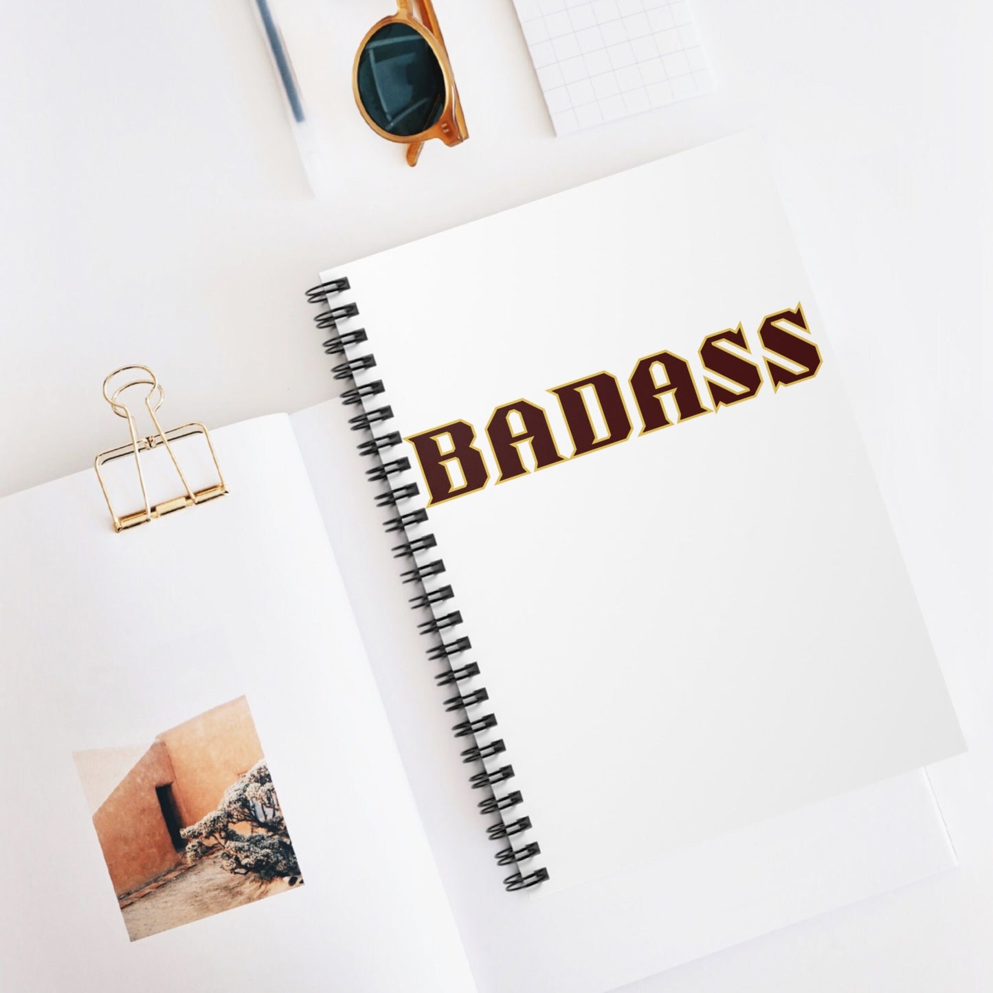 Badass White Spiral Notebook, Ruled Line, strong, confident, bold, empowered, gender neutral, journal, lists, gift, teens, adults, friends