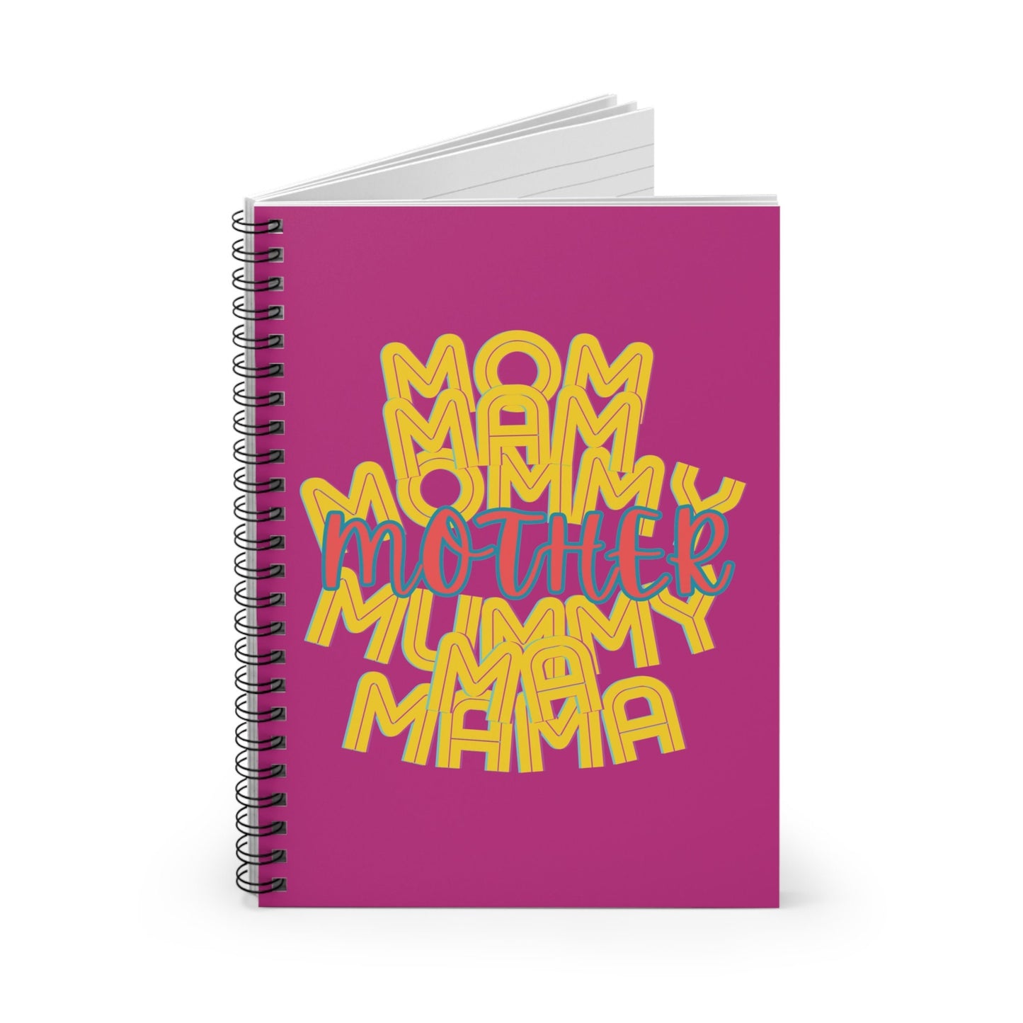 Mother Pink Spiral Notebook, Ruled Line, Mom Mommy Ma Mam Mama Mummy, Love, Mothers Day, Gifts for Women, Writing, Journal, Gender Neutral