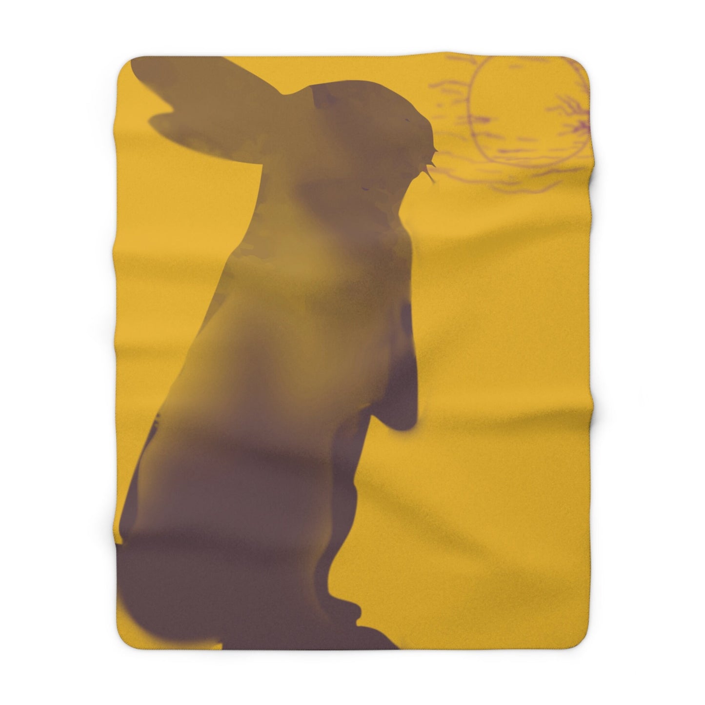Rabbit Moon Yellow Sherpa Fleece Blanket, Bunny, Sleep, Calm, Home Decor, Warm, Soft, Cozy, Gender Neutral, Gift, Throw, 50x60 60x80