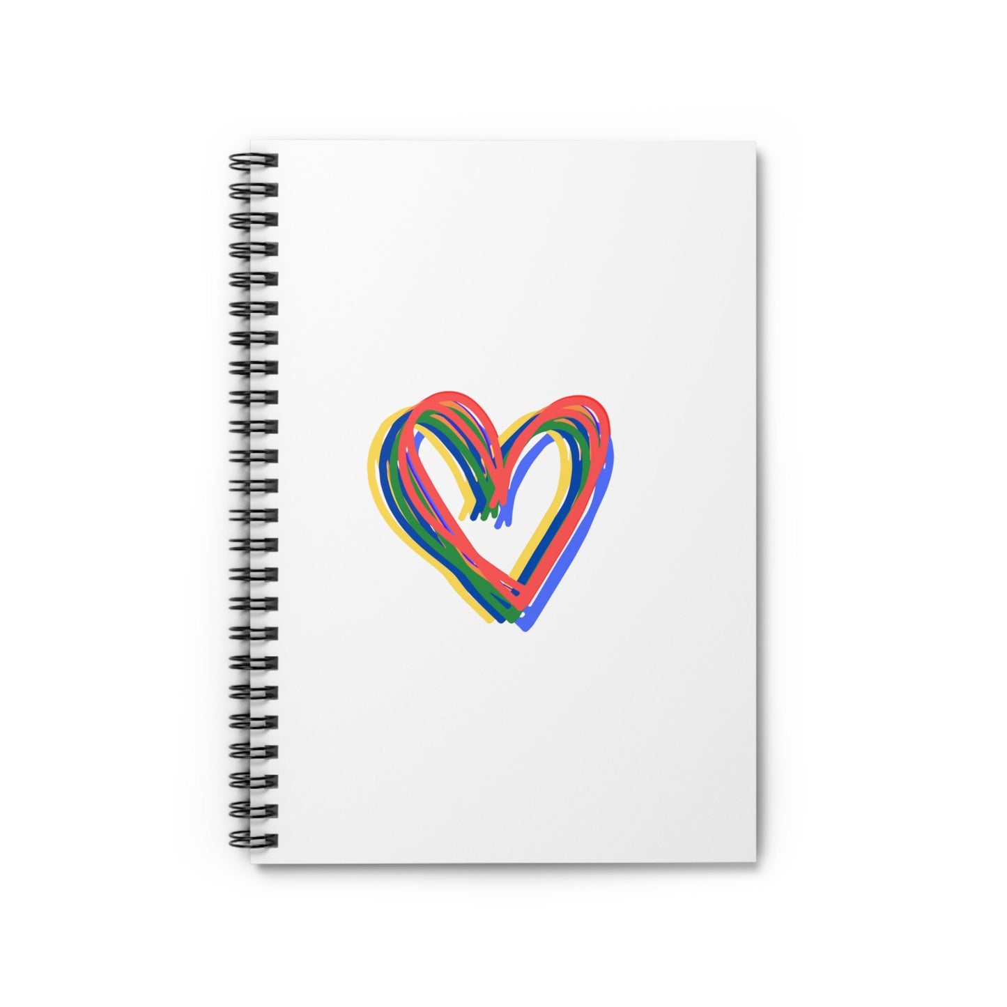 Rainbow Hearts White Spiral Notebook, Ruled Line, Love, Pride, gender neutral, journal, gift, teens, adults, kids, friends, Valentines