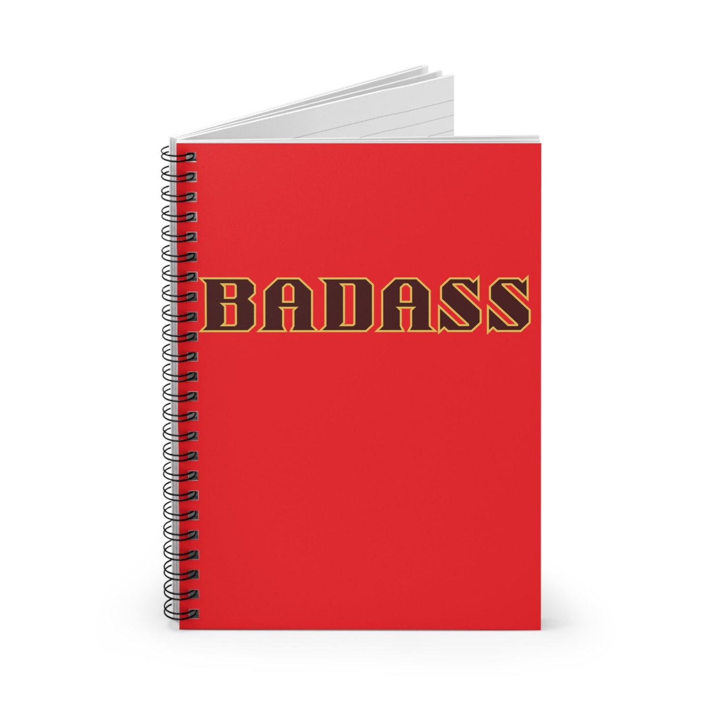 Badass Red Spiral Notebook, Ruled Line, strong, confident, bold, empowered, gender neutral, journal, lists, gift, teens, adults, friends