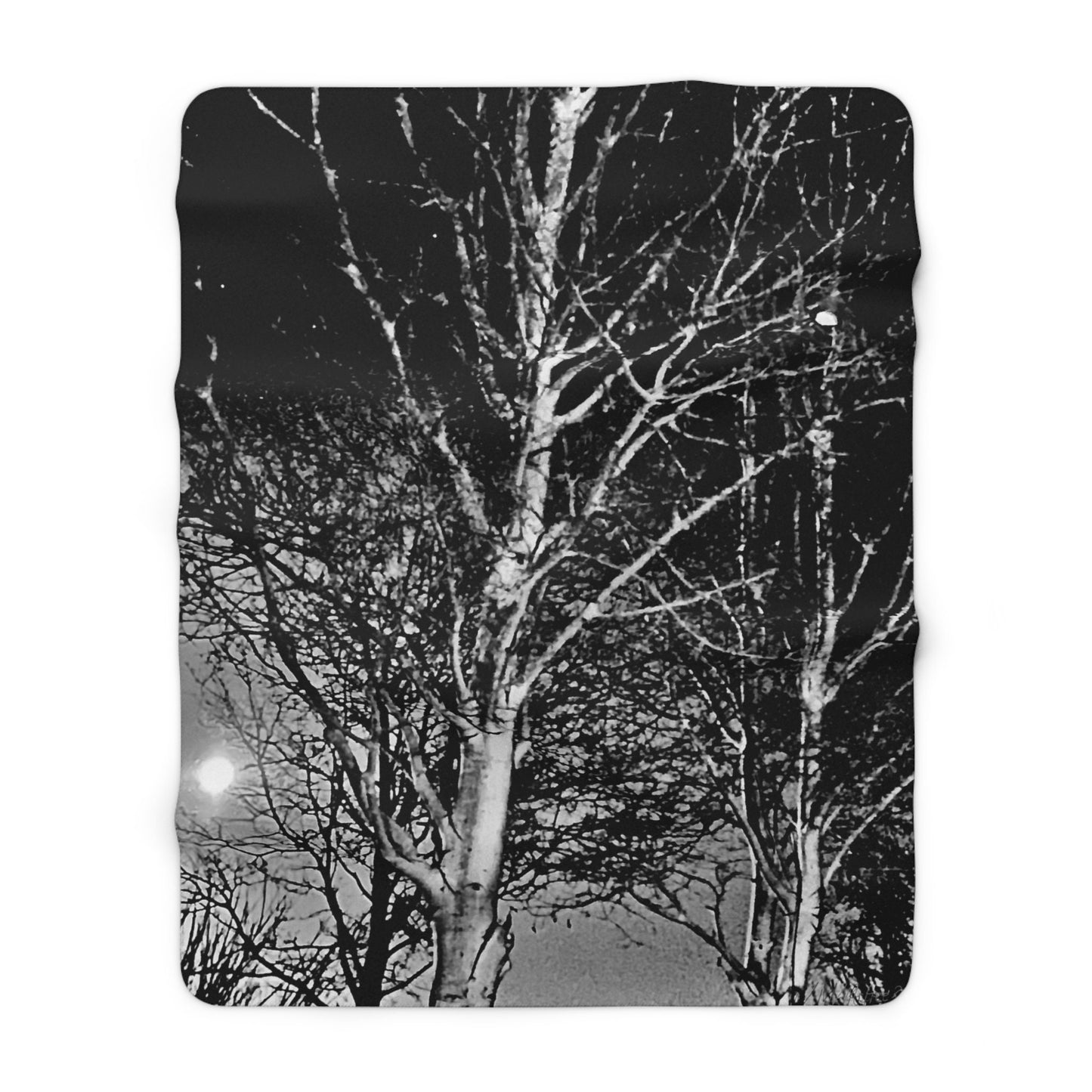 Worm Moon Tree Sherpa Fleece Blanket, Custom Artwork, Home Decor, Seasonal Decor, Cozy, Halloween, Holidays, Gift, Nature, Throw 50x60 60x80