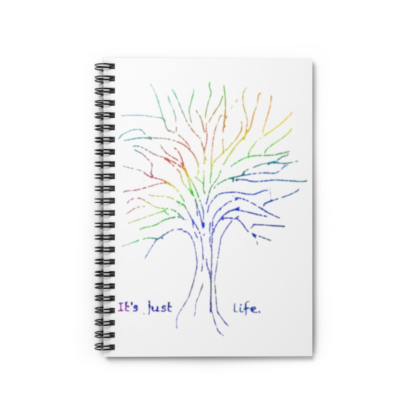 Its Just Life Rainbow Tree White Spiral Notebook - Ruled Line, gender neutral, journal, notes, lists, pride, teens, adults, kids, friends