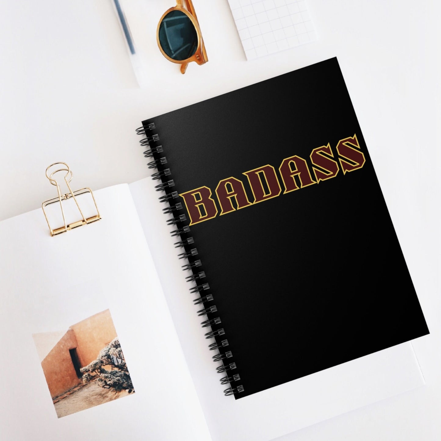Badass Black Spiral Notebook, Ruled Line, strong, confident, bold, empowered, gender neutral, journal, lists, gift, teens, adults, friends